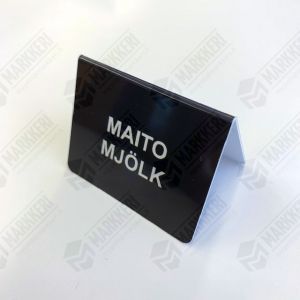 Pöytäkilpi MAITO, 54mm (leveys) x 40mm (korkeus) teksti suomeksi ja ruotsiksi. 3 kpl / ps